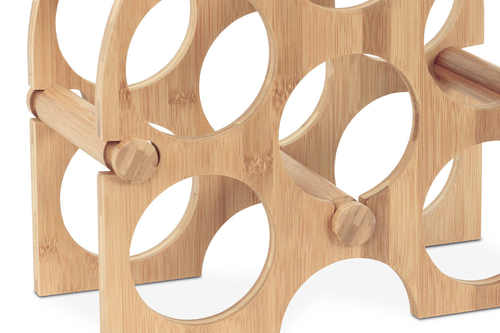 Stojan na víno - bambusový, otvory na láhve, barva přírodní