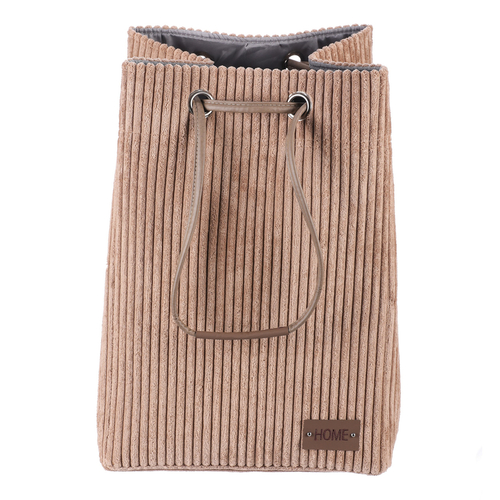 Koš prádelní - manšestr, stahovací, hnědý