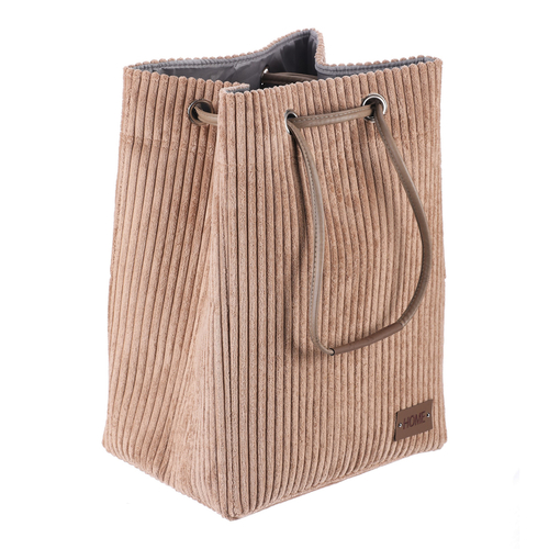 Koš prádelní - manšestr, stahovací, hnědý