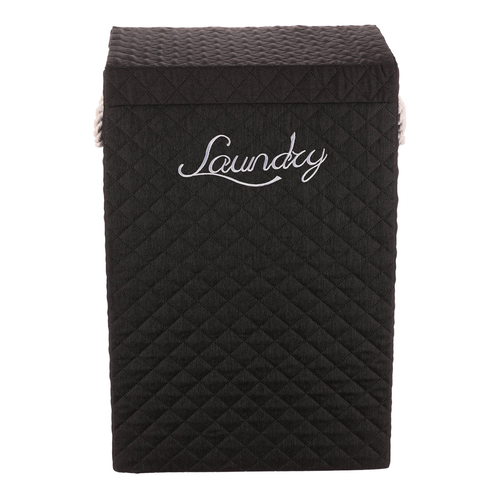 Koš prádelní - látkový s uchy, hranatý, černý