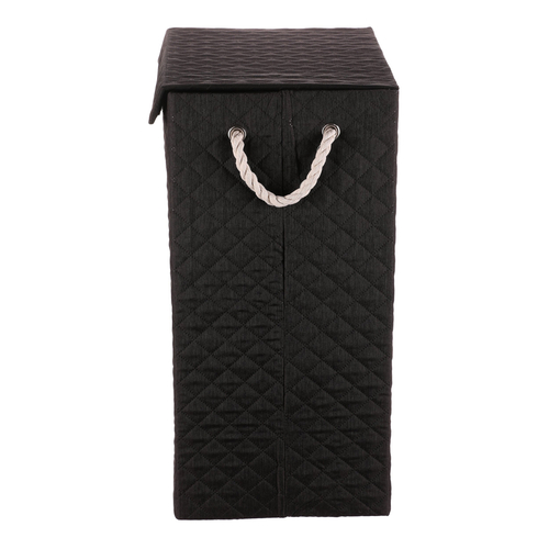 Koš prádelní - látkový s uchy, hranatý, černý