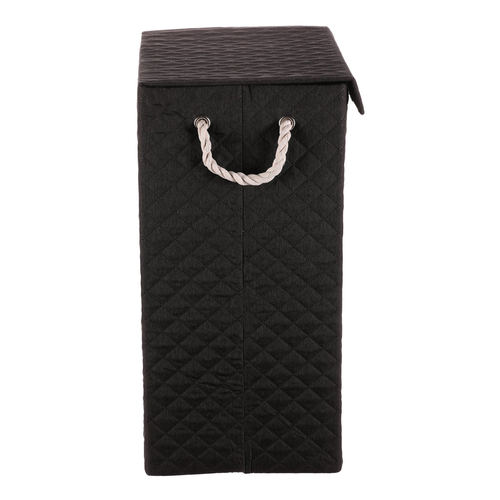 Koš prádelní - látkový s uchy, hranatý, černý