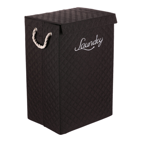 Koš prádelní - látkový s uchy, hranatý, černý