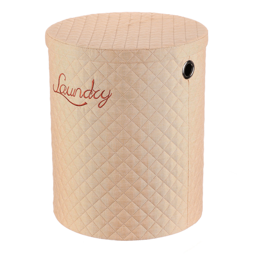 Koš prádelní - látka, kulatý, béžový, cena za sadu 5 ks