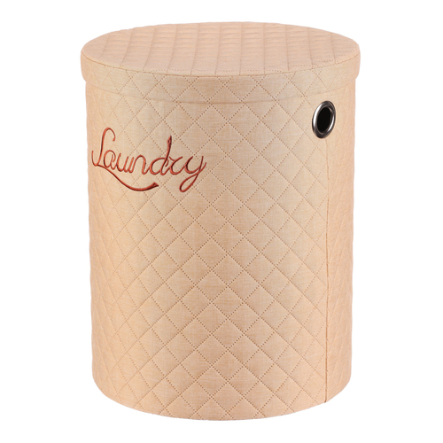 Koš prádelní - látka, kulatý, béžový, cena za sadu 5 ks