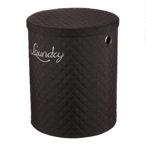 Koš prádelní - látka, kulatý, černý, cena za sadu 5 ks