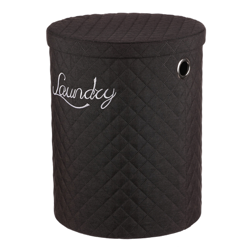 Koš prádelní - látka, kulatý, černý, cena za sadu 5 ks