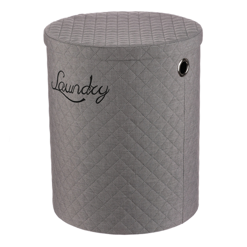 Koš prádelní - látka, kulatý, šedý, cena za sadu 5 ks