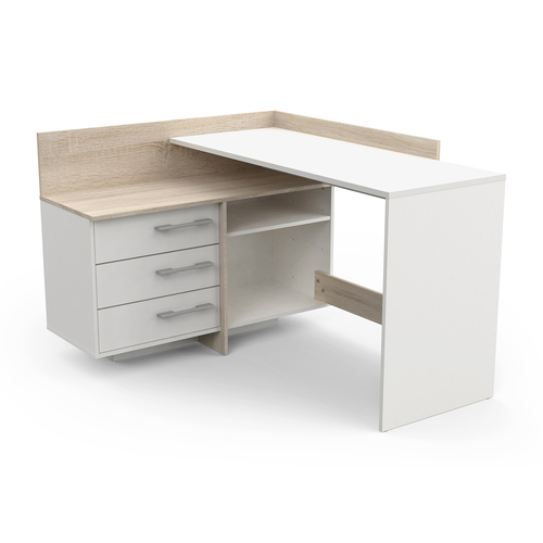 Psací stůl rohový THALES 484881 dub/bílá