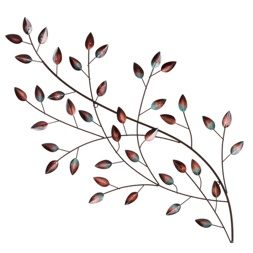 Větev s listy - kovová nástěnná dekorace