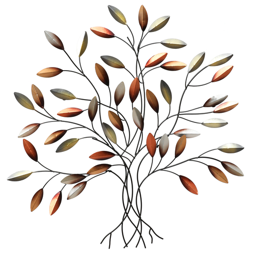 Strom kovový - nástěnná dekorace, špičaté lístky