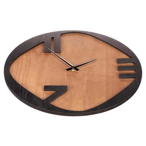 Hodiny nástěnné - pr. 45 cm, kov a MDF s jasanovou dýhou