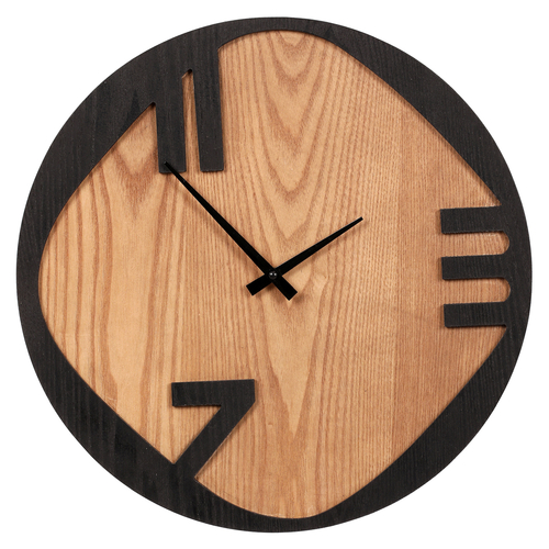 Hodiny nástěnné - pr. 45 cm, kov a MDF s jasanovou dýhou