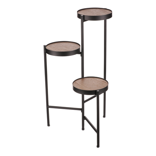 Stojan na květiny - 3 patrový, kovový s MDF (dýha jasan)