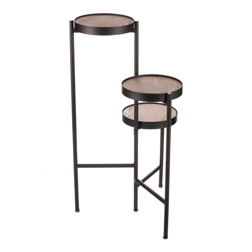 Stojan na květiny - 3 patrový, kovový s MDF (dýha jasan)