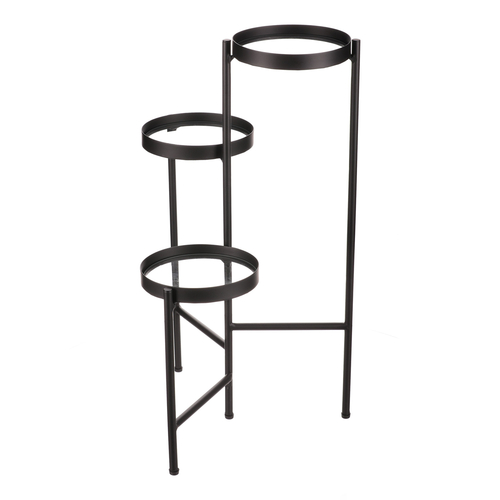 Stojan na květiny - 3 patrový, kovový se sklem