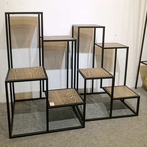 Stojan 4 patrový - kov a MDF deska (dýha jasan), cena za sadu 2 ks