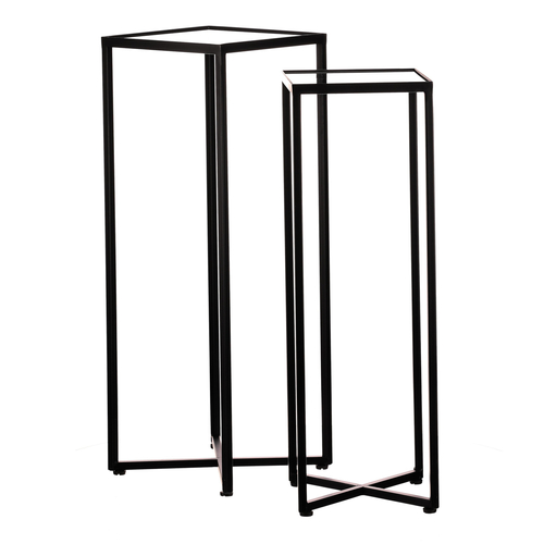 Stojan na květiny -  kovové rámy, skleněná deska, cena za sadu 2 ks