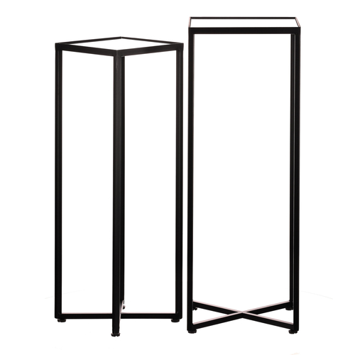 Stojan na květiny -  kovové rámy, skleněná deska, cena za sadu 2 ks