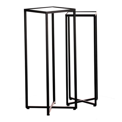 Stojan na květiny -  kovové rámy, skleněná deska, cena za sadu 2 ks