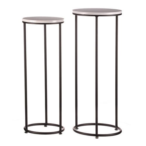 Stojan na květiny - kov, břidlicová deska, cena za sadu 2 ks