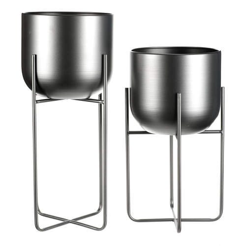 Stojan - kovový, kulatý, stříbrno-šedý, cena za sadu 2 ks