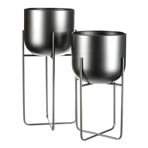 Stojan - kovový, kulatý, stříbrno-šedý, cena za sadu 2 ks