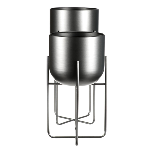 Stojan - kovový, kulatý, stříbrno-šedý, cena za sadu 2 ks