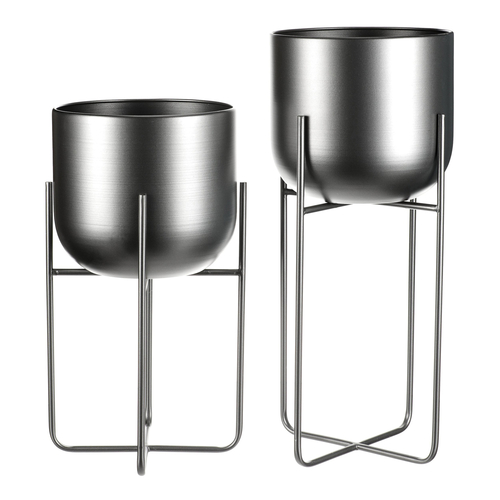 Stojan - kovový, kulatý, stříbrno-šedý, cena za sadu 2 ks