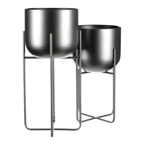 Stojan - kovový, kulatý, stříbrno-šedý, cena za sadu 2 ks