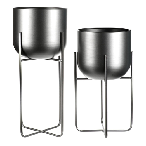 Stojan - kovový, kulatý, stříbrno-šedý, cena za sadu 2 ks