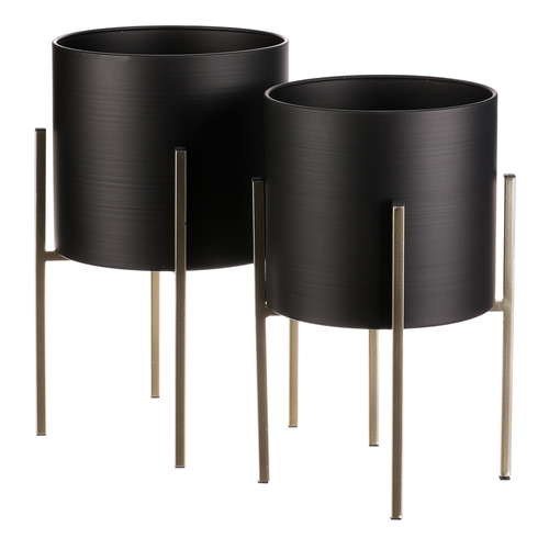 Stojan - kovový, kulatý, černý mat, cena za sadu 2 ks