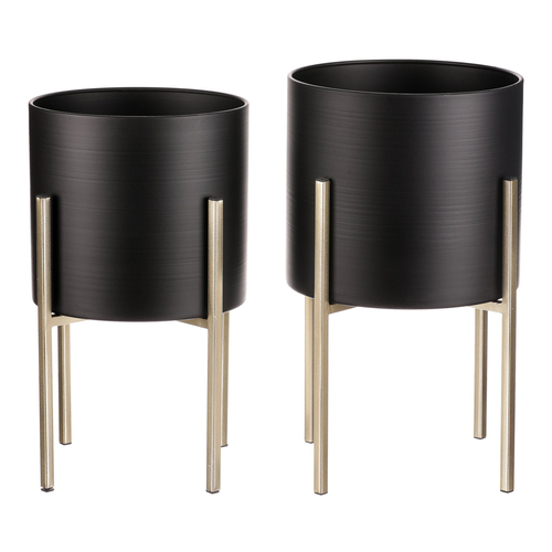 Stojan - kovový, kulatý, černý mat, cena za sadu 2 ks