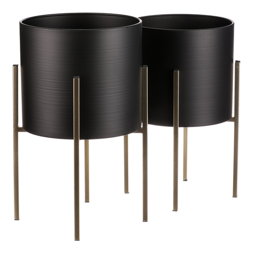 Stojan - kovový, kulatý, černý mat, cena za sadu 2 ks