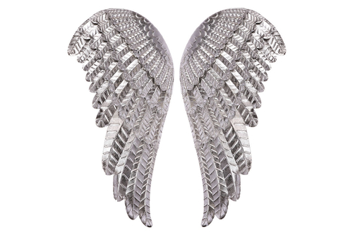 Křídla andělská  - kovová, stříbrná, cena za pár