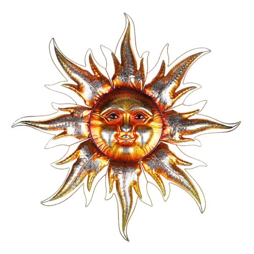 Slunce - kovová nástěnná dekorace, měděno-zlatá