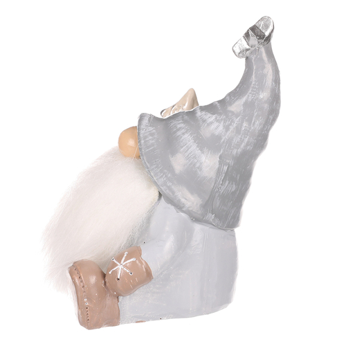 Skřítek sedící - figurka z polyresinu, šedá čepice