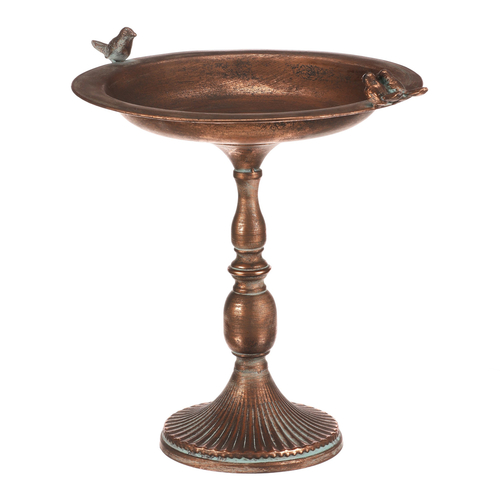 Stojan kovový - 46 cm, aranžovací, s ptáčky, měděný