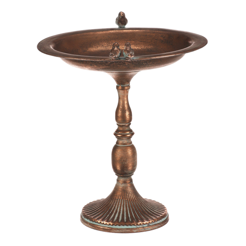 Stojan kovový - 46 cm, aranžovací, s ptáčky, měděný