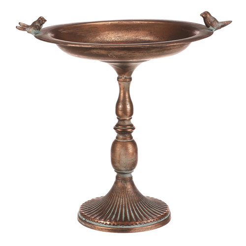 Stojan kovový - 46 cm, aranžovací, s ptáčky, měděný