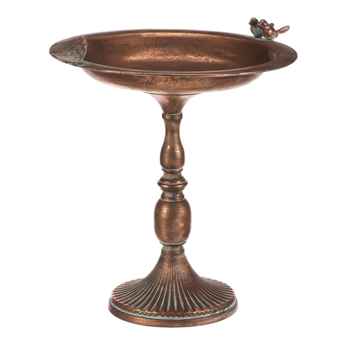 Stojan kovový - 46 cm, aranžovací, s ptáčky, měděný