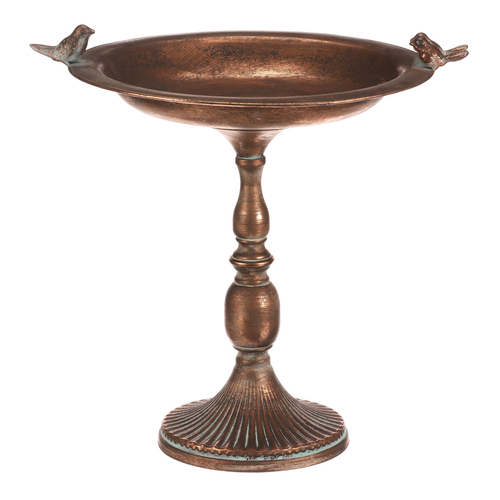 Stojan kovový - 46 cm, aranžovací, s ptáčky, měděný