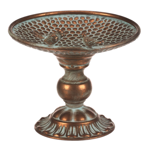 Stojan kovový - 24 cm, aranžovací, s ptáčky, měděný