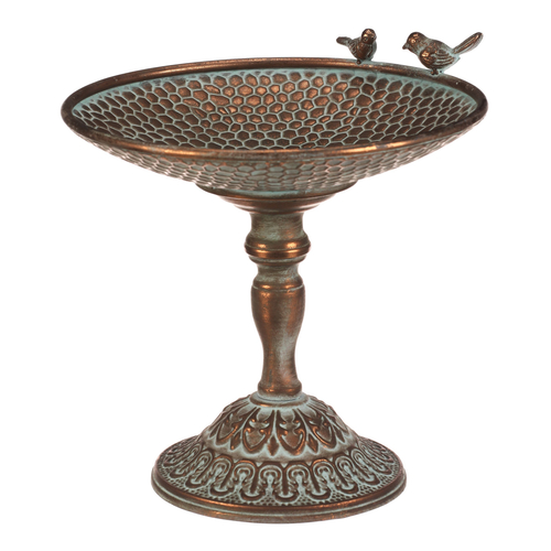 Stojan kovový - 29 cm, aranžovací, s ptáčky, měděný