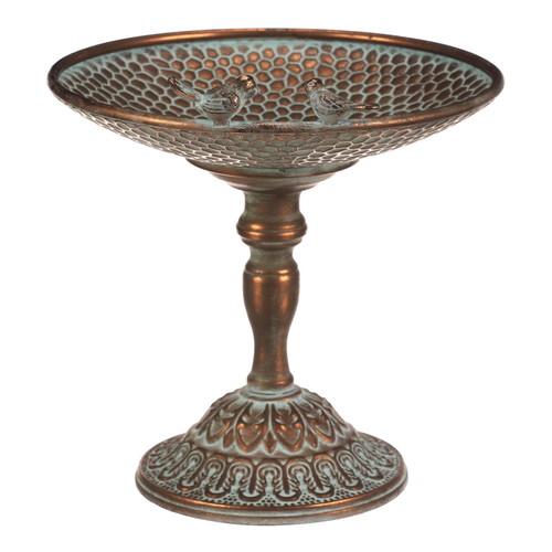 Stojan kovový - 29 cm, aranžovací, s ptáčky, měděný