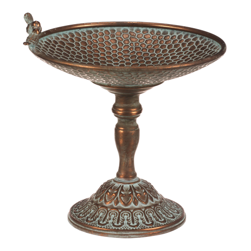 Stojan kovový - 29 cm, aranžovací, s ptáčky, měděný