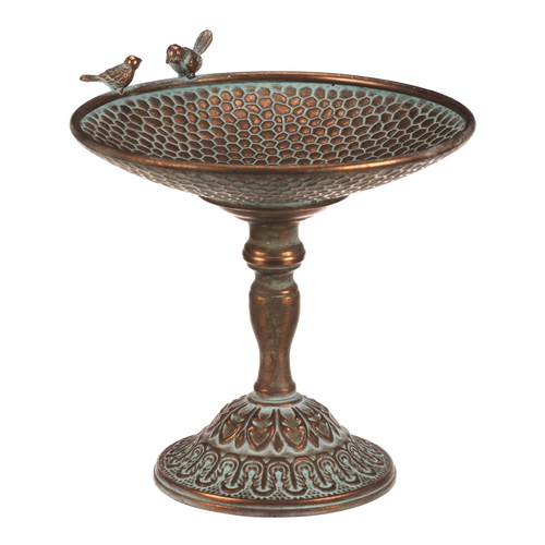 Stojan kovový - 29 cm, aranžovací, s ptáčky, měděný