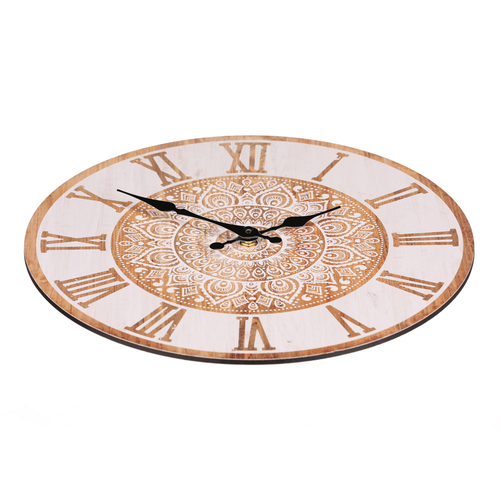Hodiny nástěnné - pr. 34 cm, MDF, motiv mandaly