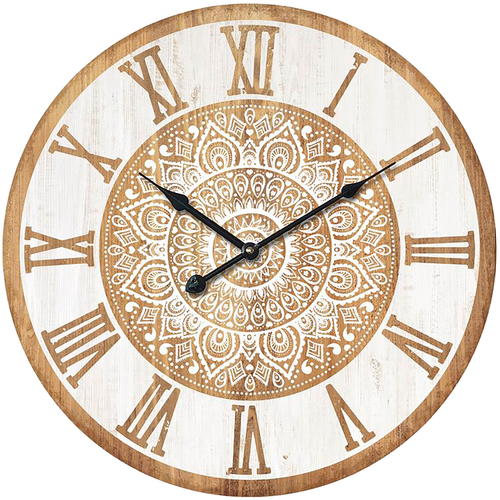 Hodiny nástěnné - pr. 34 cm, MDF, motiv mandaly