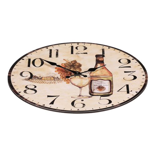 Hodiny nástěnné - pr. 34 cm, MDF, bílé víno
